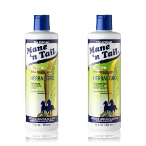 Mane 'n Tail: Herbal Gro Shampoo   Conditioner (12 oz Each), Olive Oil Complex That Helps Strengthens & Nourishes Hair