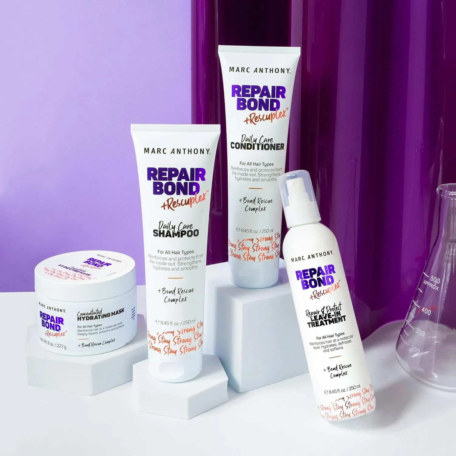 Marc Anthony Repairing Shampoo & Conditioner Set - Rescuplex Bond Repair, Strengthens Hair, Eliminates Frizz & Flyaways, Revives Dry & Damaged Hair