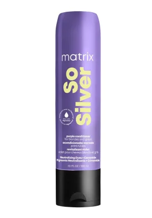 MATRIX So Silver Purple Conditioner - Removes Brassy Yellow Undertones, Color Depositing & Toning, Pigmented Conditioner For Blondes and Greys, Salon Conditioner, Vegan