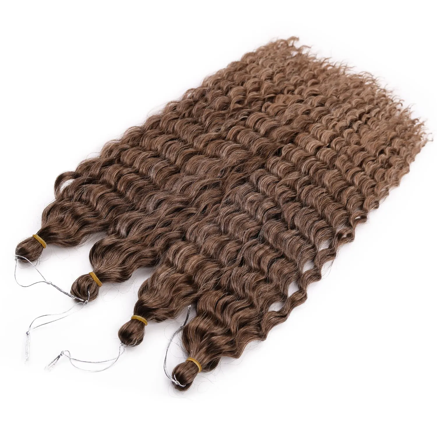 MAYSA Brown Curly Crochet Hair for Women Synthetic Wavy Crochet Hair 22 Inch 6Packs Ocean Wave Braiding Hair Extension #12Brown