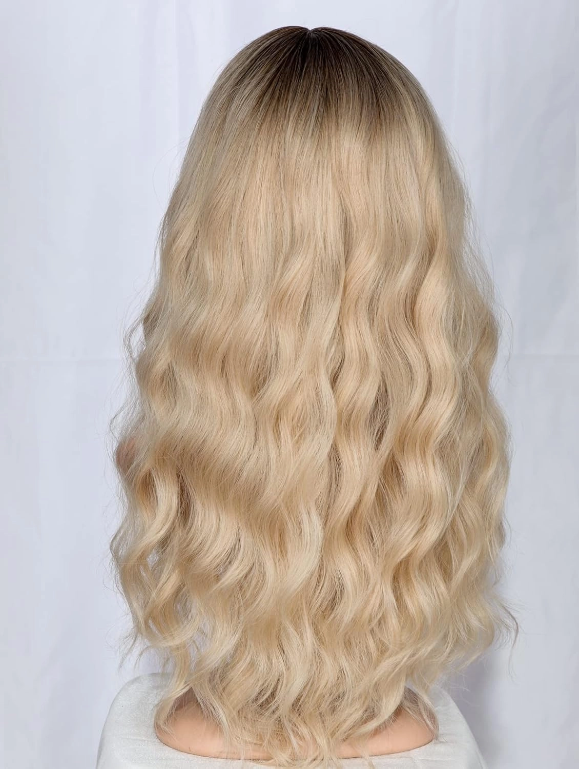 Medium Long Blonde Wavy Wigs For Women Synthetic Full Hair Wigs With Bangs For Daily Use (Blonde)