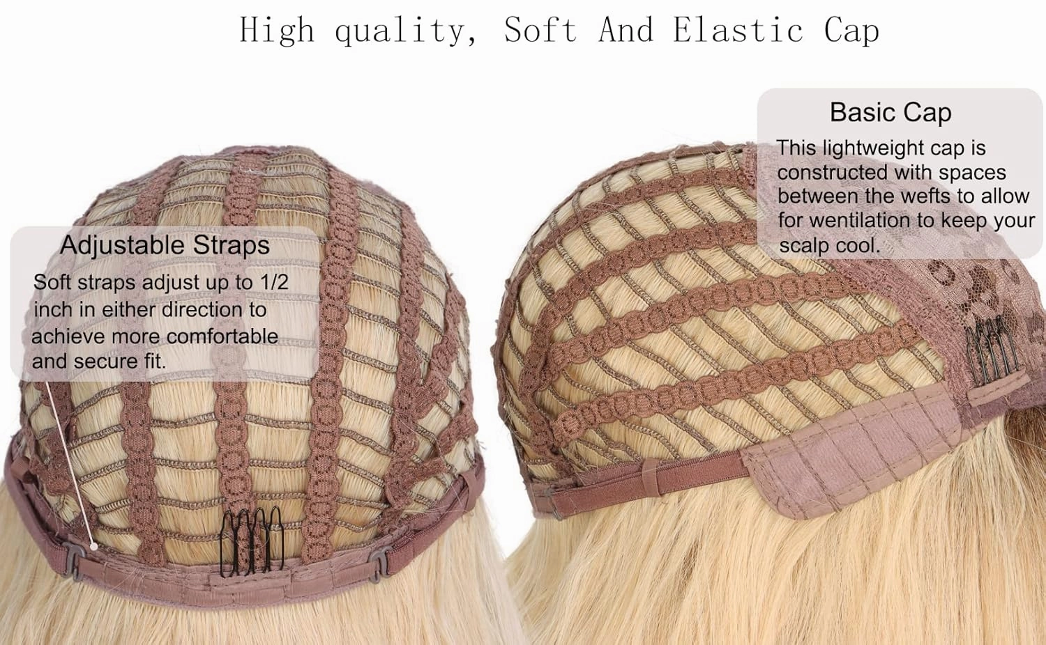 Medium Long Blonde Wavy Wigs For Women Synthetic Full Hair Wigs With Bangs For Daily Use (Blonde)