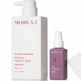 Medix 5.5 Fragrance Free Retinol Age Rewind Cream   20% Vitamin F Hydrating Body Serum Set