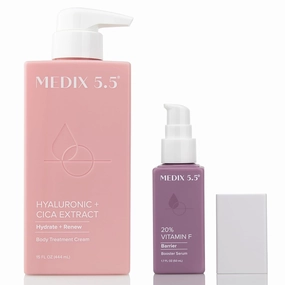 Medix 5.5 Hyaluronic Acid Hydrating Body Treatment Cream   20% Vitamin F Anti Aging Serum Set