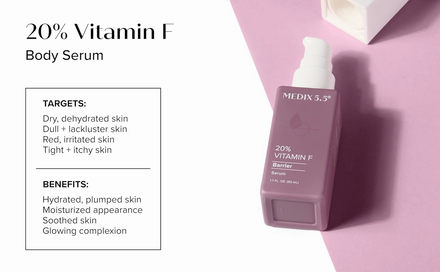 MEDIX Body & Face Moisturizer 20% Vitamin F Oil Body Booster & Face Serum | Concentrated Vitamin F   Vitamin E Oil Skin Care Super Serum For Crepey Skin & Protecting Skin Barrier, 2-Pack