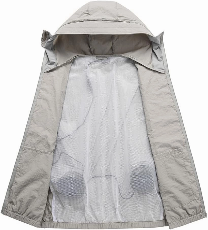 Meichoon Sun Protective Jacket UPF 50  Air Conditioner Hoodie Lightweight Cooling Clothes with Fans Stay Cooling in Summer