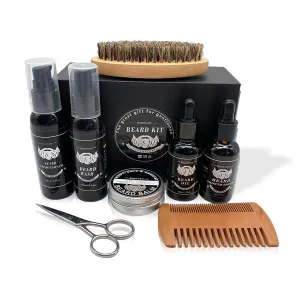 Men Beard Grooming kit (8 PCS Set), Beard Oil & Beard Serum, Beard Wash and Beard Conditioner, Beard Balm, Beard Brush, Beard Comb and Beard Scissors. Gift Set for Him, Mens Birthday Gift