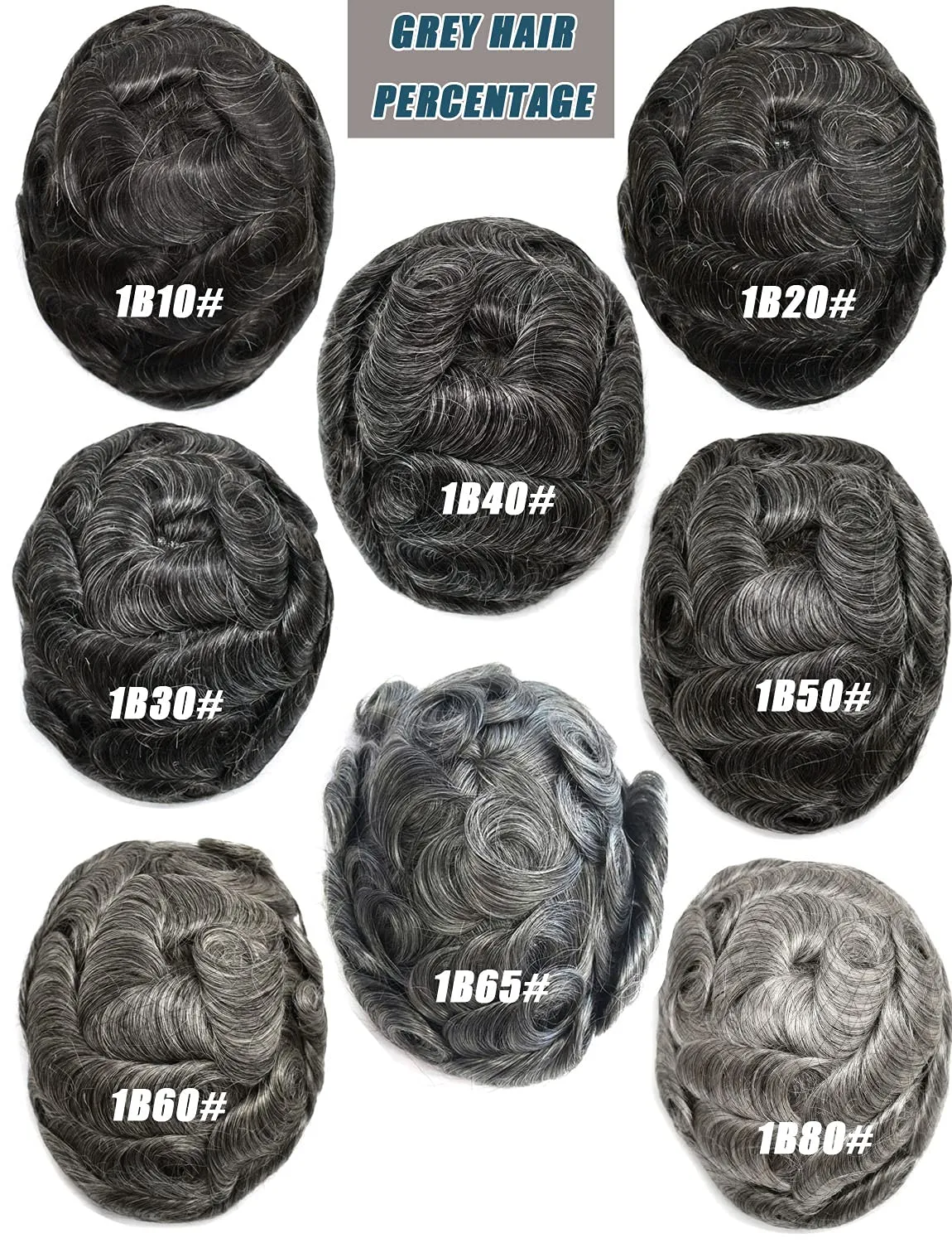 Men Toupee Human Hair Pieces for Men Durable Fine Monofilament Hair Replacement System Hair Toupee for Men Hairpiece Natural Looking Mens Hair Prosthesis 6X8#1B30#1B Off Black 30% Grey 120% Density