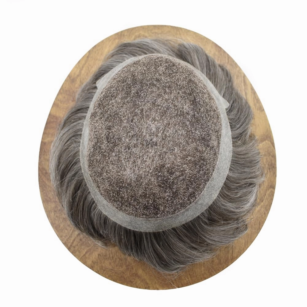 Men's Toupee Men Hair Piece Swiss Lace Toupee for Men Real Human Hair Replacement Systems Mens Lace Hair System Natural Looking 7X9#360#3 Dark Brown 60% Grey 80% Light Density