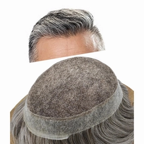 Men's Toupee Men Hair Piece Swiss Lace Toupee for Men Real Human Hair Replacement Systems Mens Lace Hair System Natural Looking 7X9#360#3 Dark Brown 60% Grey 80% Light Density