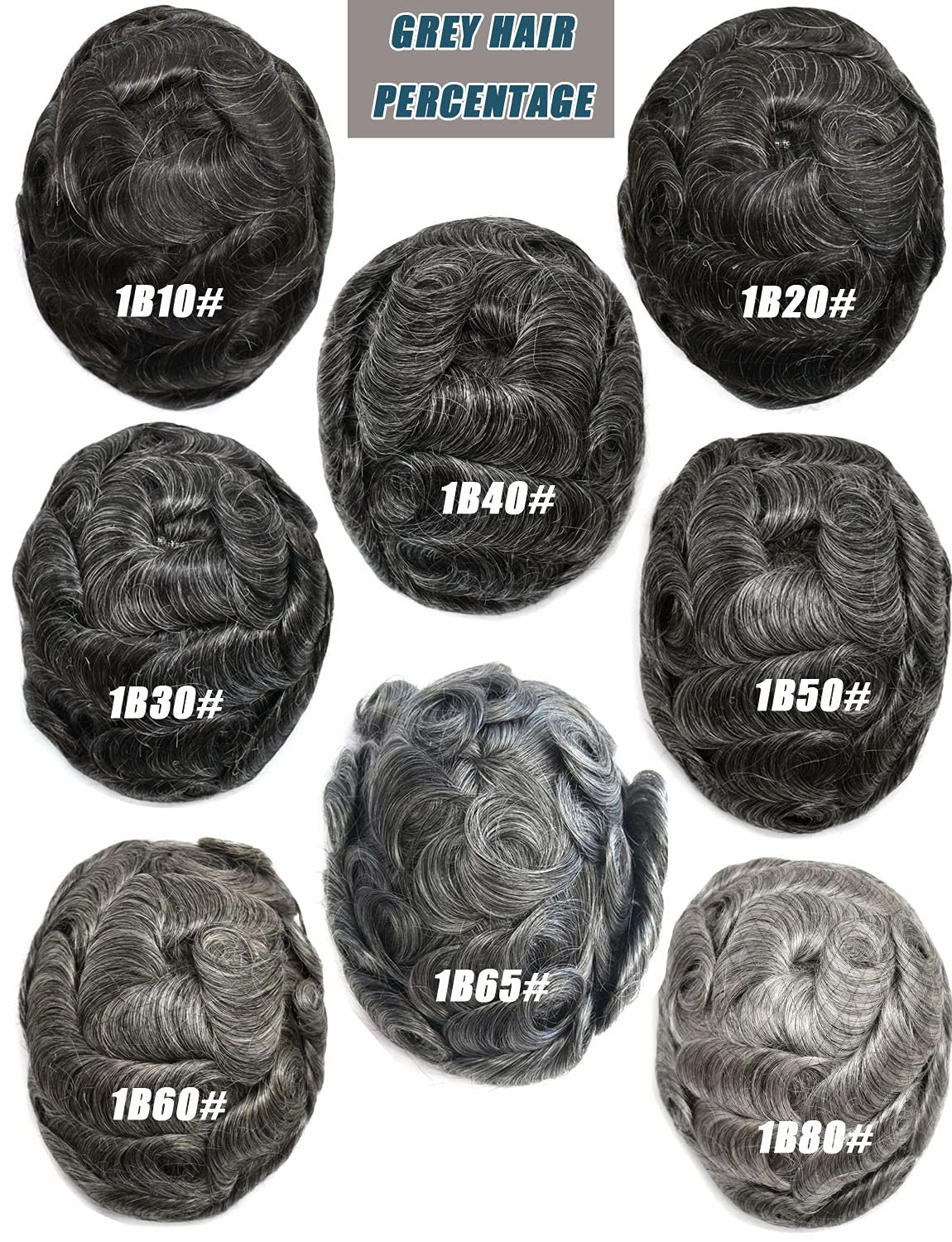 Men Toupee Human Hair Pieces for Men Durable Fine Monofilament Hair Replacement System Hair Toupee for Men Hairpiece Natural Looking Mens Hair Prosthesis 6X8-120% density#1B20#1B Off Black 20% Grey