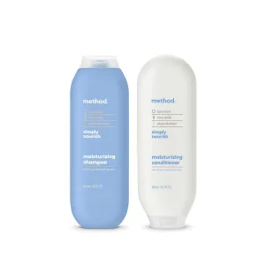 Method Daily Simply Nourish Moisturizing Hair Care Shampoo (14 oz)   Conditioner (13.5 oz) with Shea Butter, Coconut, and Rice Milk, Paraben and Sulfate Free
