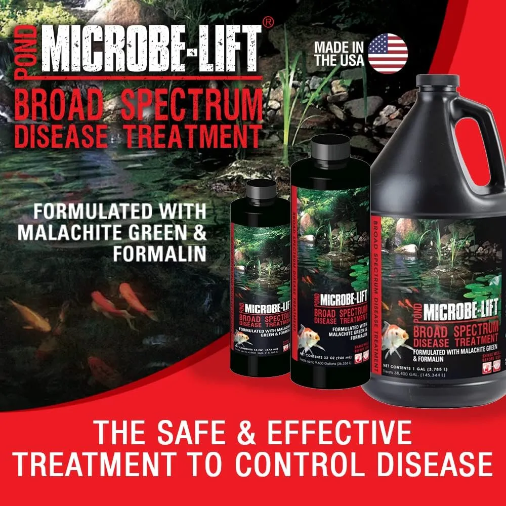 MICROBE-LIFT BSDTG1 Broad Spectrum Disease Treatment for Ponds and Outdoor Water Gardens, for Live Koi Fish, Goldfish, Plants, and Decor, 1 Gallon