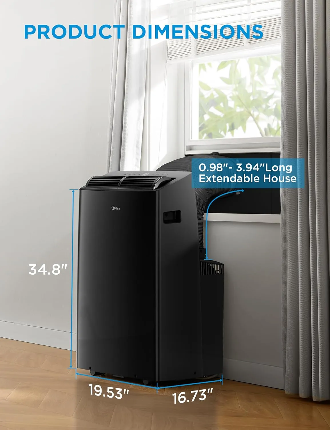 Midea Duo 14,000 BTU (12,000 BTU SACC) High Efficiency Inverter Ultra Quiet Portable Air Conditioner, with Heat up to 550 Sq. Ft., Works with Alexa/Google Assistant, with Remote Control & Window Kit