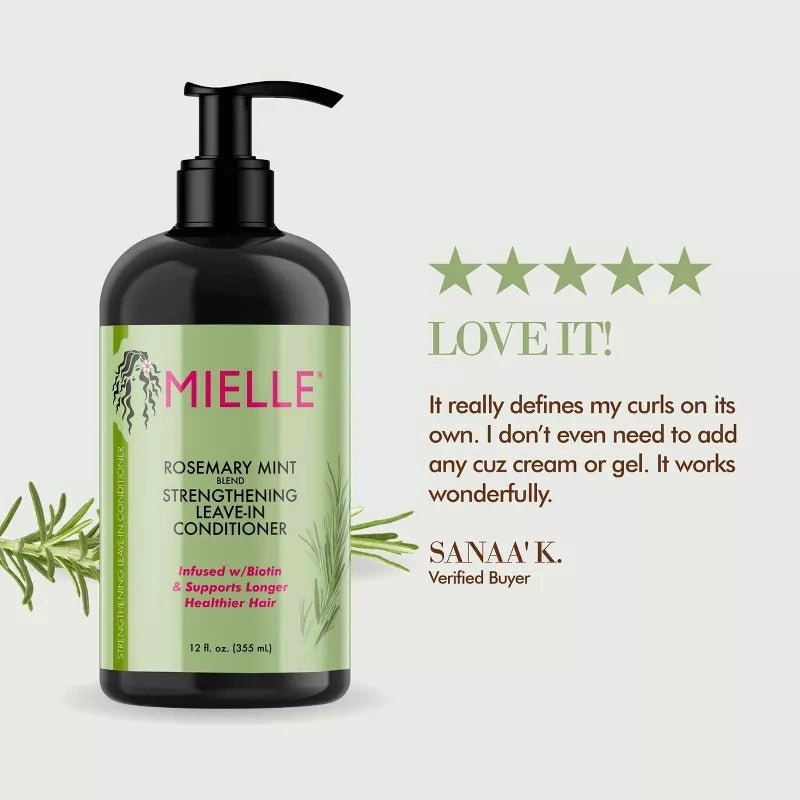 Mielle Organic - Rosemary Mint Leave-In Conditioner | Moisturizing | All Hair Types | Pump Bottle | 12oz