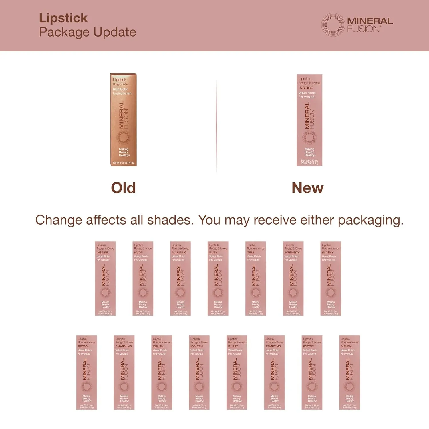 Mineral Fusion Gem Lip Stick, 0.137 oz (Package May Vary)