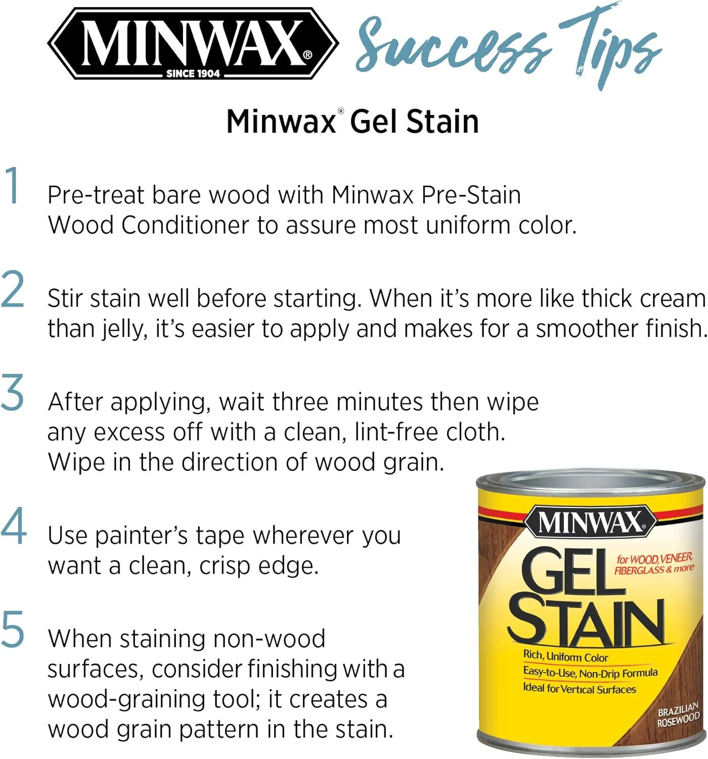 Minwax Gel Stain for Interior Wood Surfaces, Quart, Hickory