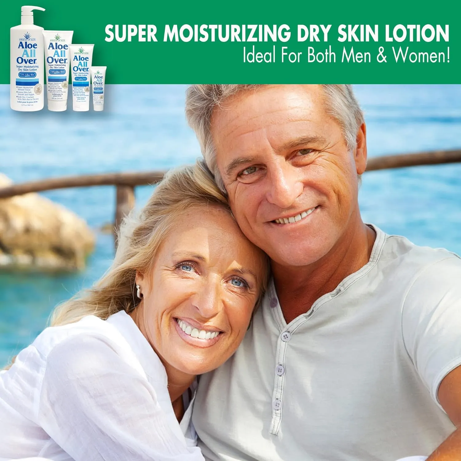 Miracle of Aloe Aloe All Over Super Moisturizing Dry Skin Lotion 32 oz - Made with 72% UltraAloe Aloe Vera Gel. Safe for Everyone: Men, Women, Kids. Restores Dry Skin Fast