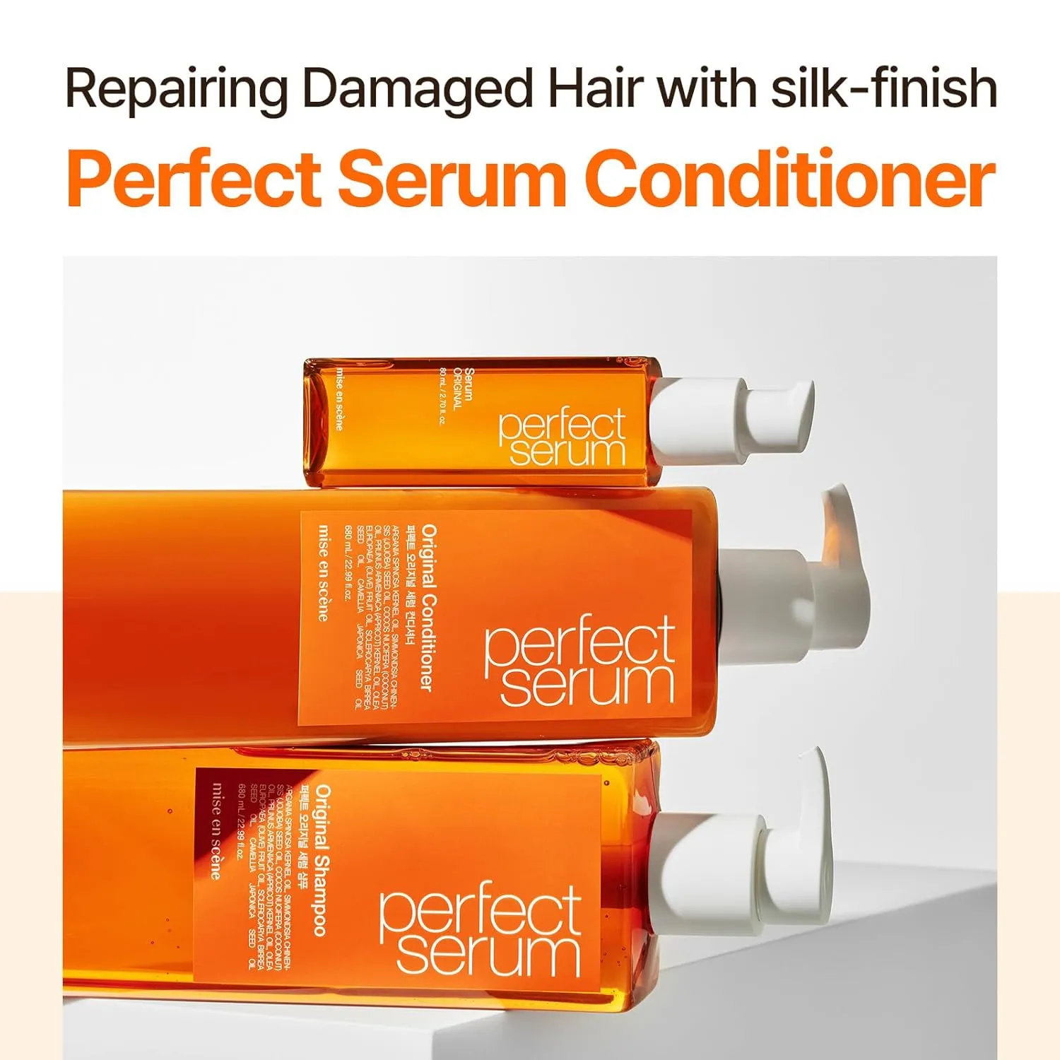 Mise En Scene Perfect Serum Original Conditioner For Damaged Hair, Nutrient Care With Argan Oil, Containing Jojoba-Seed-Oil For Smooth, Glossy Texture, 22.99 Fl. Oz.