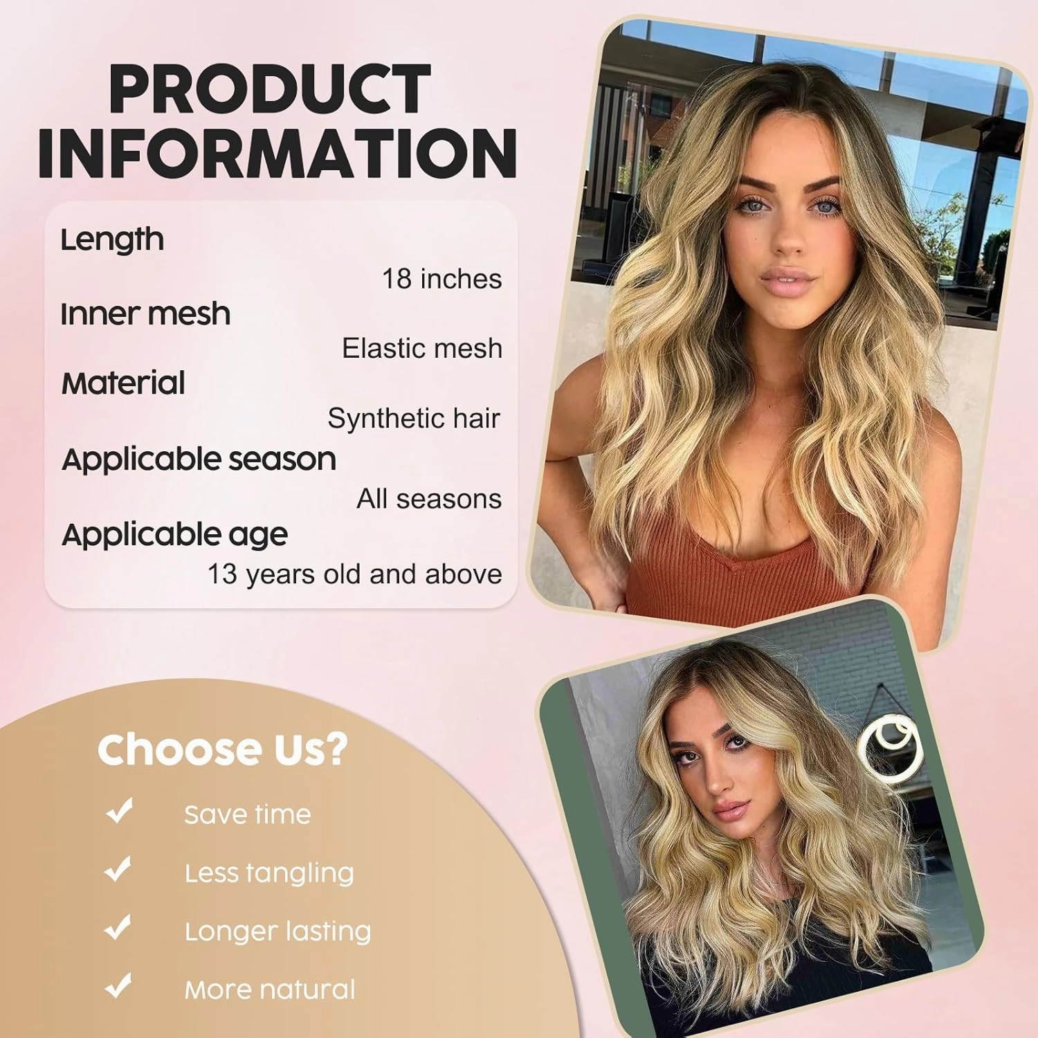 MISSQUEEN Medium Length Omber Blonde Wavy Wig Short Curly Blond Wig for Women Synthetic Middle Part Heat Resistant Fiber Blonde Hair Wigs for Everyday Hairstyle Party Use