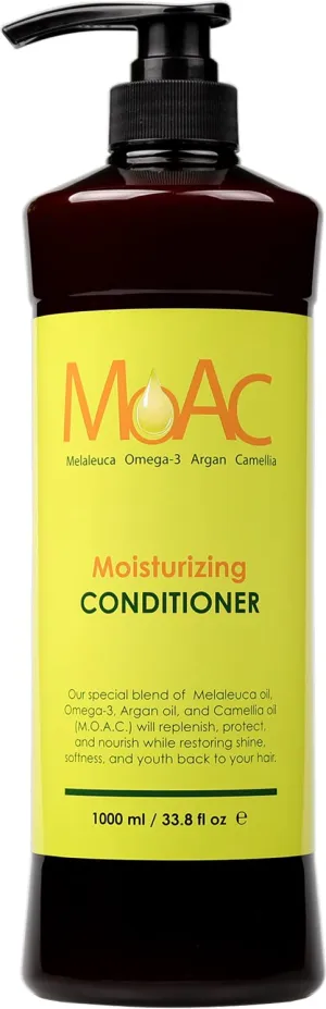 Moac Moisturizing Conditioner 33.8 fl.oz., Daily Hydration for All Hair Types, Enriched with Melaleuca, Omega-3, Argan & Camellia Oils, Rich Conditioning Formula for Smooth & Nourished Hair