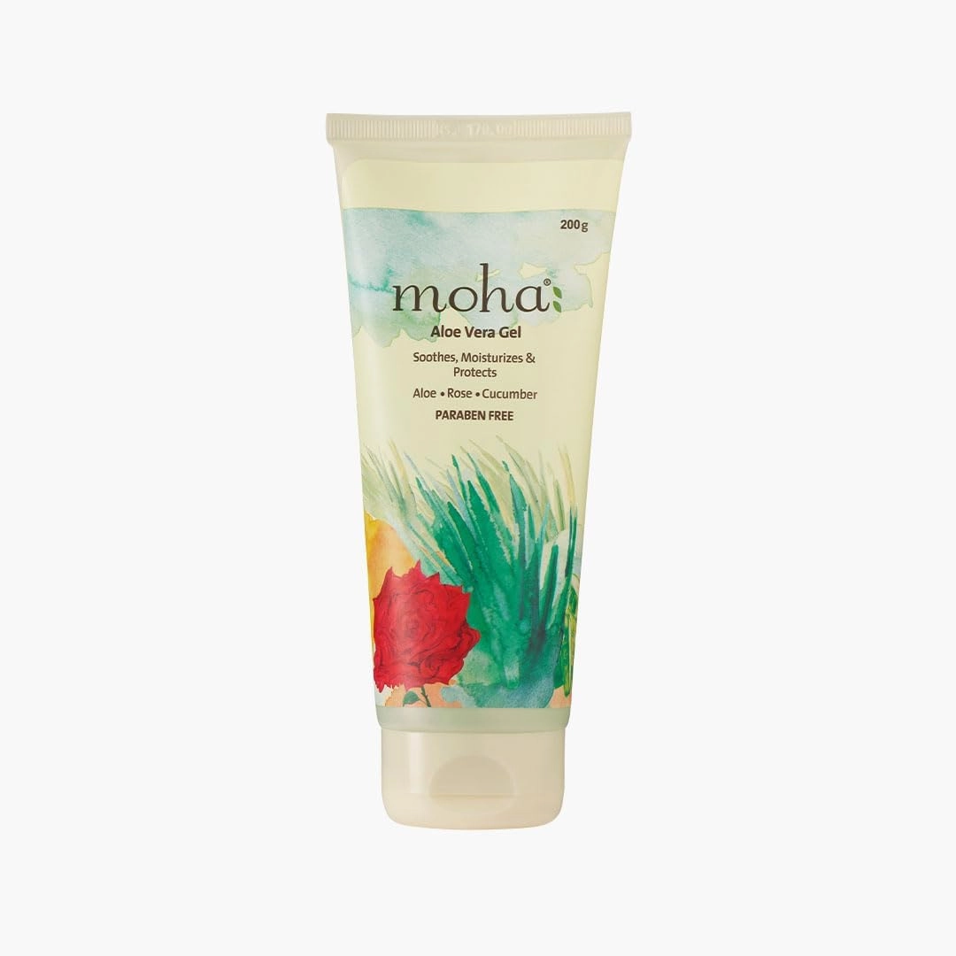 Moh'a Aloe Vera Gel Enriched With Rose & Cucumber Pure & Natural Face Gel Helps in Healing of Skin,helps to hydrate and nourish all kinds of skin - 6.76 fl oz (Pack of 1)