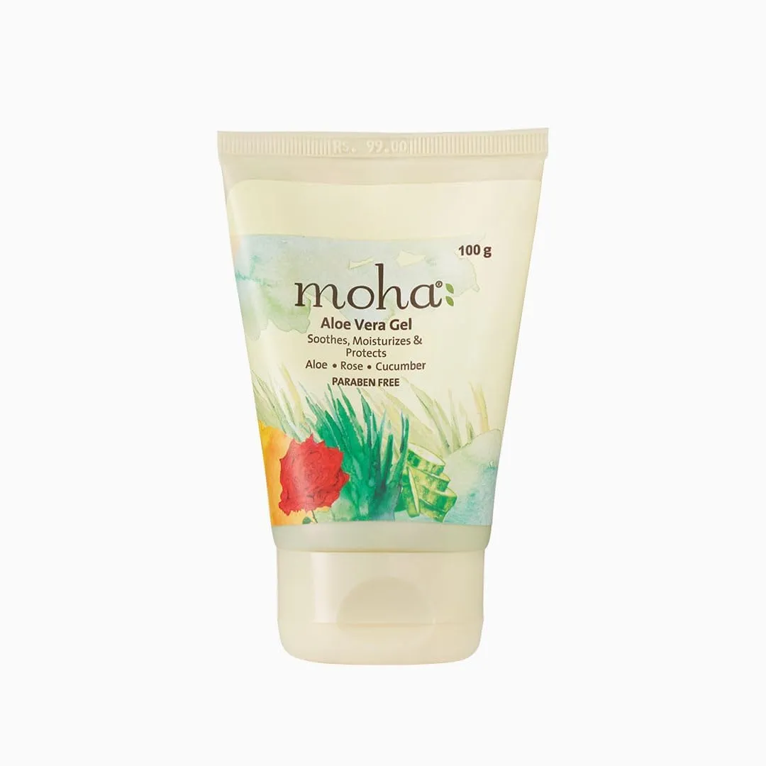 moha: Aloe Vera Gel Enriched With Rose & Cucumber Pure & Natural Face Gel Helps in Healing of Skin,helps to hydrate and nourish all kinds of skin - 100 gm (Pack of 1)