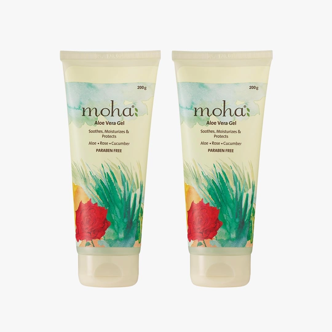 Moha': Aloe Vera Gel Enriched With Rose & Cucumber Pure & Natural Face Gel Helps in Healing of Skin,helps to hydrate and nourish all kinds of skin - 200 gm (Pack of 2)