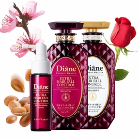 Moist Diane Hair Thickening Shampoo and Conditioner Set with Scalp Revitalizing Essence, Anti Hair Loss Shampoo for Women & Men with Keratin & Argan Oil from Japan, HAIR FALL CONTROL 30.4& 1.69 Fl Oz