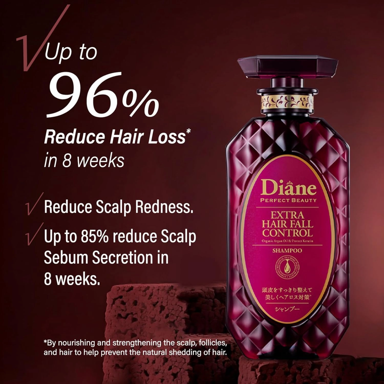 Moist Diane Hair Thickening Shampoo and Conditioner Set with Scalp Revitalizing Essence, Anti Hair Loss Shampoo for Women & Men with Keratin & Argan Oil from Japan, HAIR FALL CONTROL 30.4& 1.69 Fl Oz