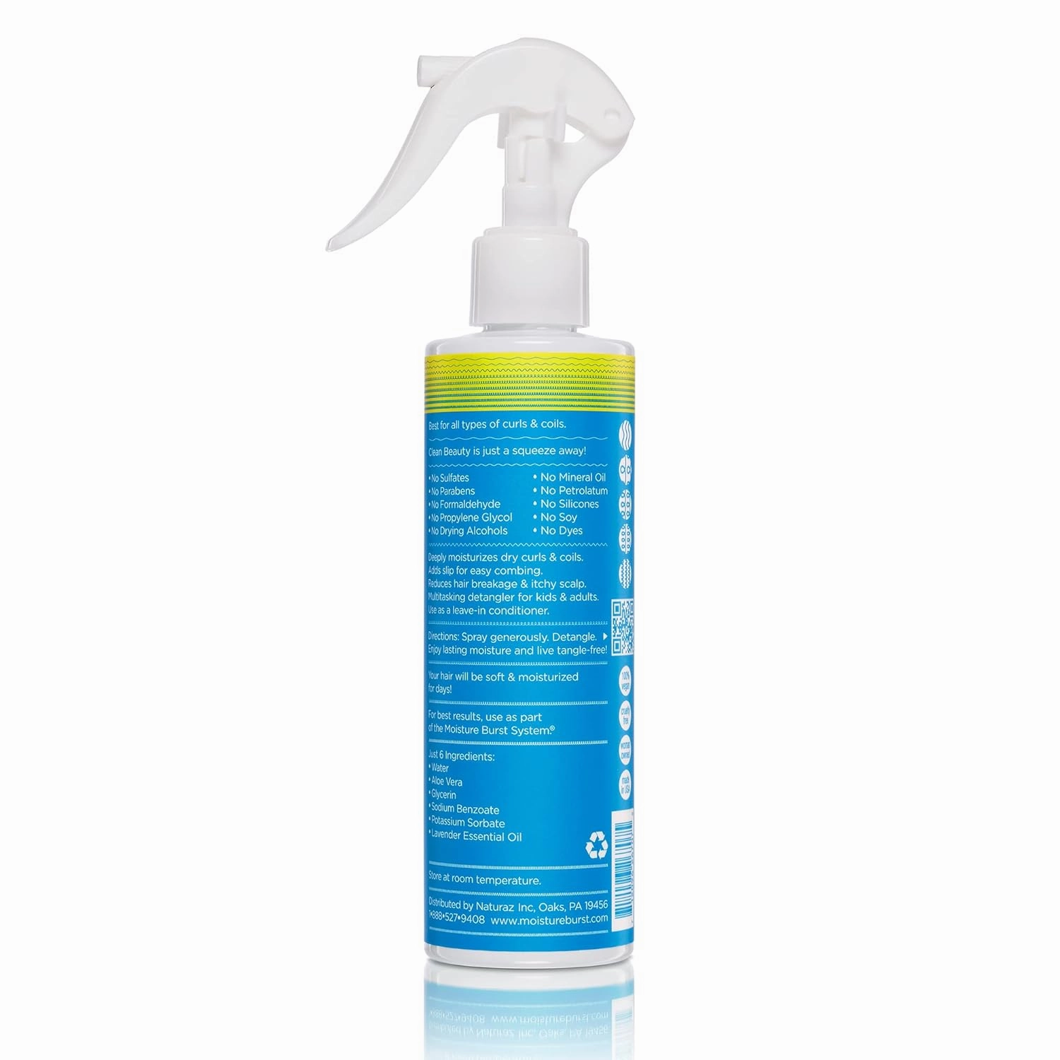 Moisturizing Hair Detangler Spray for Women Men Kids with Aloe Vera for Dry, Curly, Coily, Matted, Damaged Hair - Leave in Conditioner - 100% Vegan Nourishing Hair Conditioner - 8 fl oz