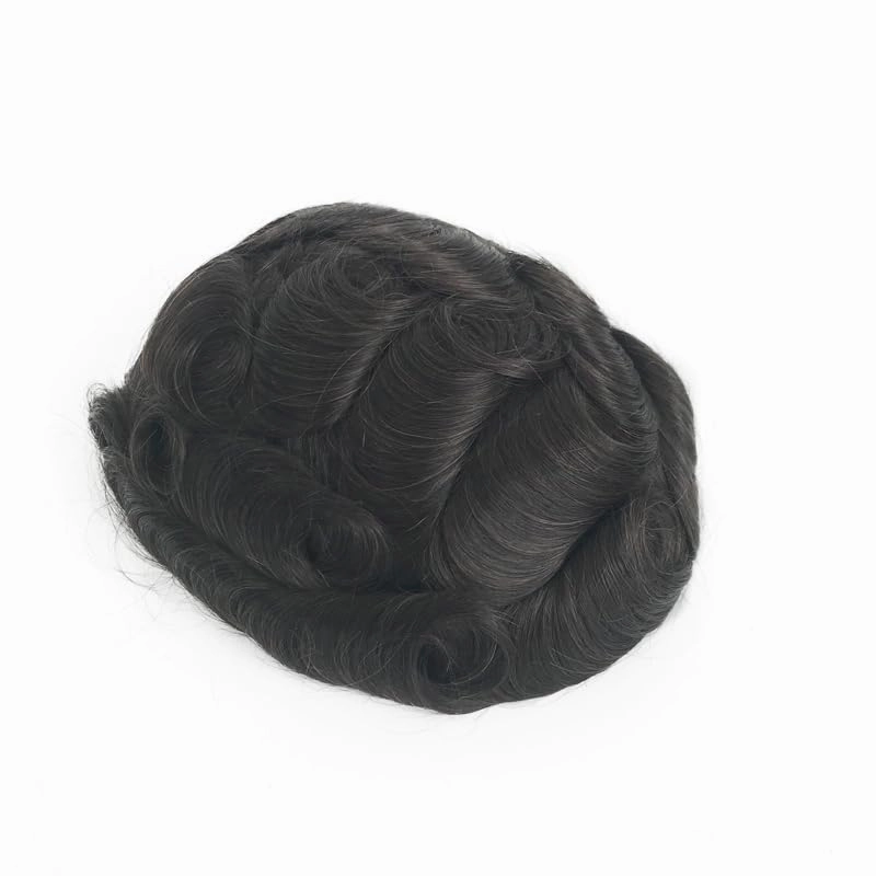 Mono Top Base Men Toupee with 100% Real Natural Human Hair Piece System 8"×10" Dark Brown 2#