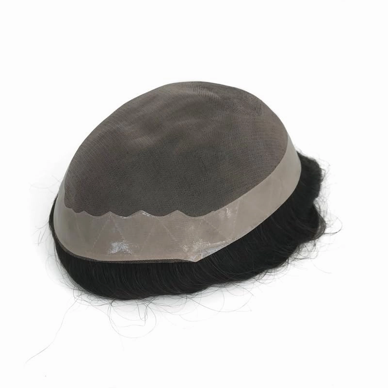 Mono Top Base Men Toupee with 100% Real Natural Human Hair Piece System 8"×10" Dark Brown 2#