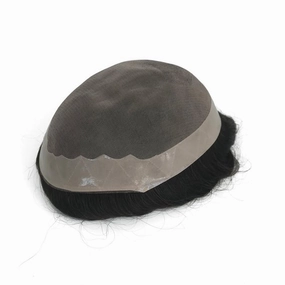 Mono Top Base Men Toupee with 100% Real Natural Human Hair Piece System 8"×10" Dark Brown 2#