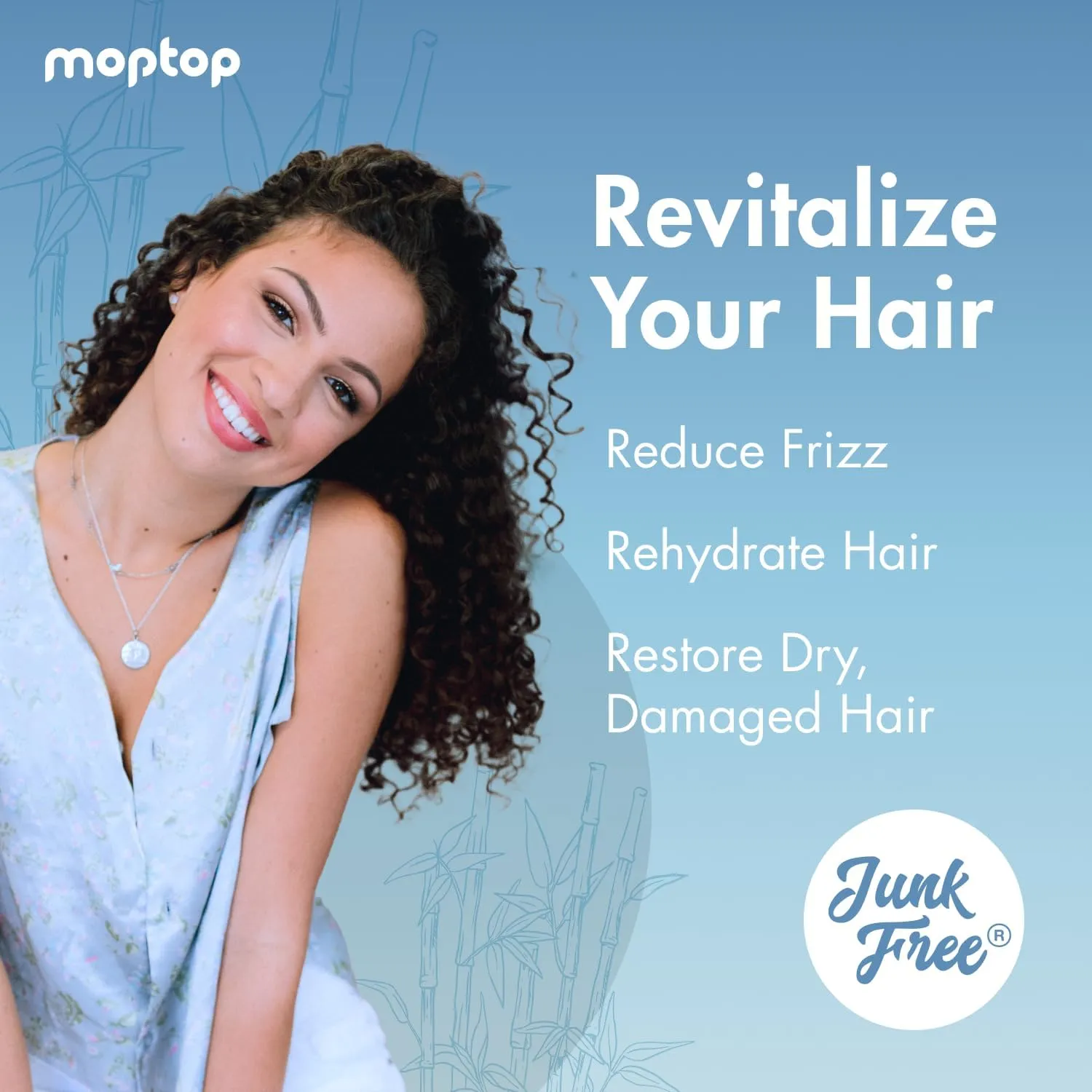 MopTop Daily Curly Hair Conditioner – Hair Moisturizer to Restore Dry, Damaged Hair & Reduce Frizz, Sulfate & Paraben Free Hair Care for All Hair Types – Wavy, Curly, Coily (Bamboo, 2pk)