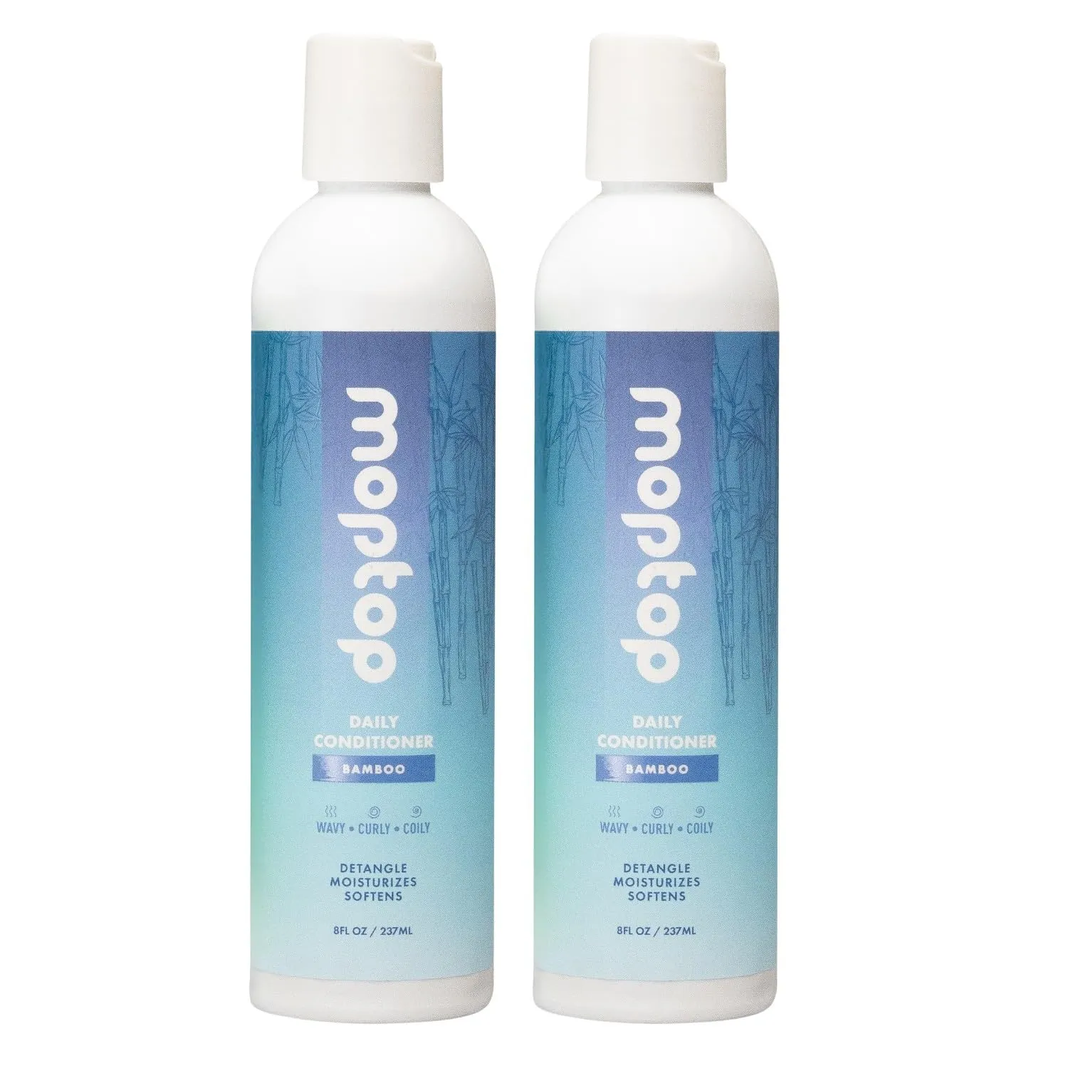 MopTop Daily Curly Hair Conditioner – Hair Moisturizer to Restore Dry, Damaged Hair & Reduce Frizz, Sulfate & Paraben Free Hair Care for All Hair Types – Wavy, Curly, Coily (Bamboo, 2pk)