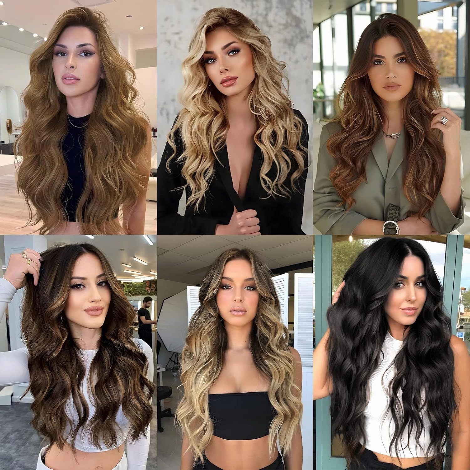 MORICA Invisible Wire Hair Extensions - 20 Inch Brown Black Long Wavy Synthetic Hairpiece with Transparent Wire Adjustable Size, 4 Secure Clips for Women
