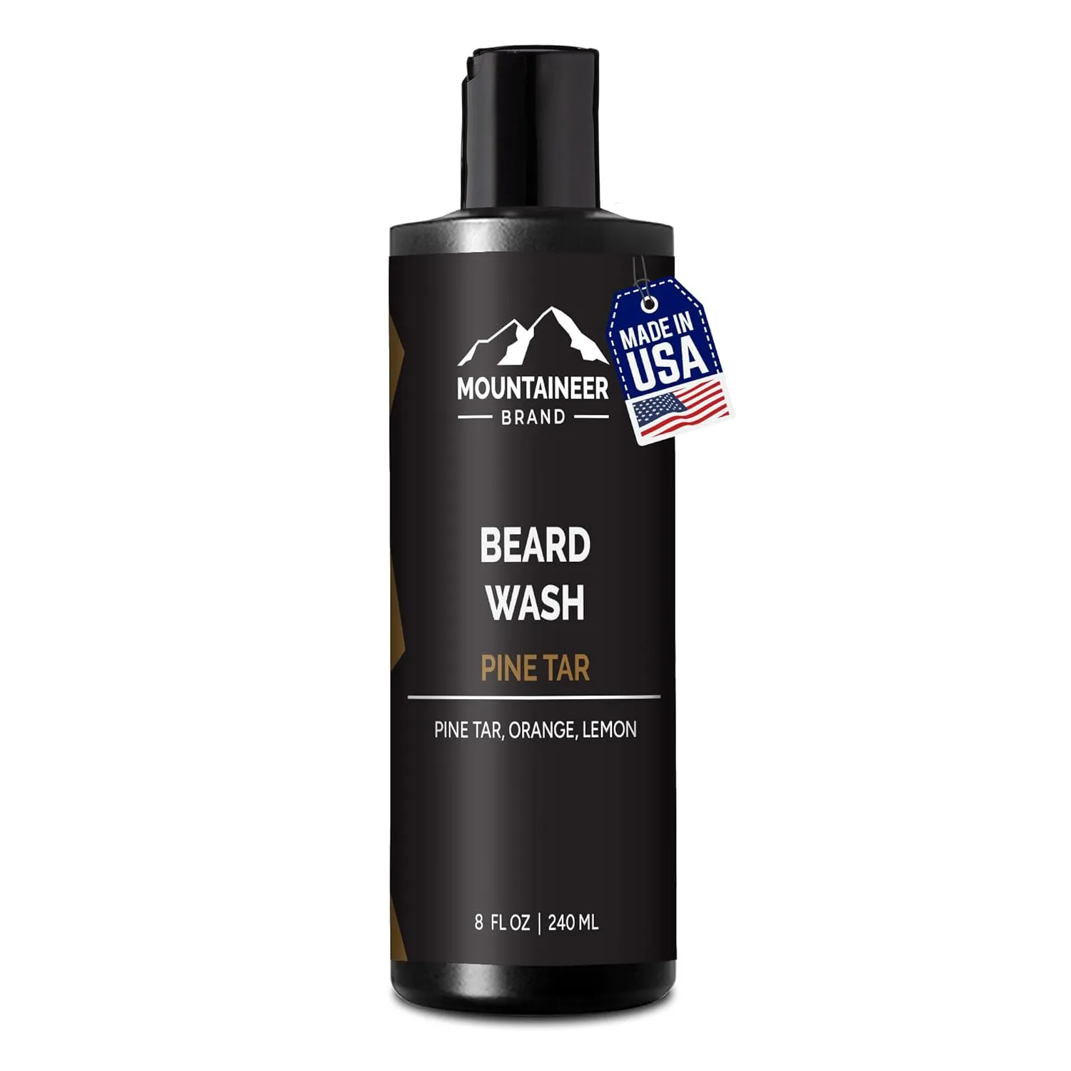 Mountaineer Brand Beard Wash For Men | 100% Natural Beard Shampoo | Thick Cleaning Softening Lather for Hair and Skin | Hydrate and Detangle | Grooming Treatment | WV Pine Tar Scent 8oz