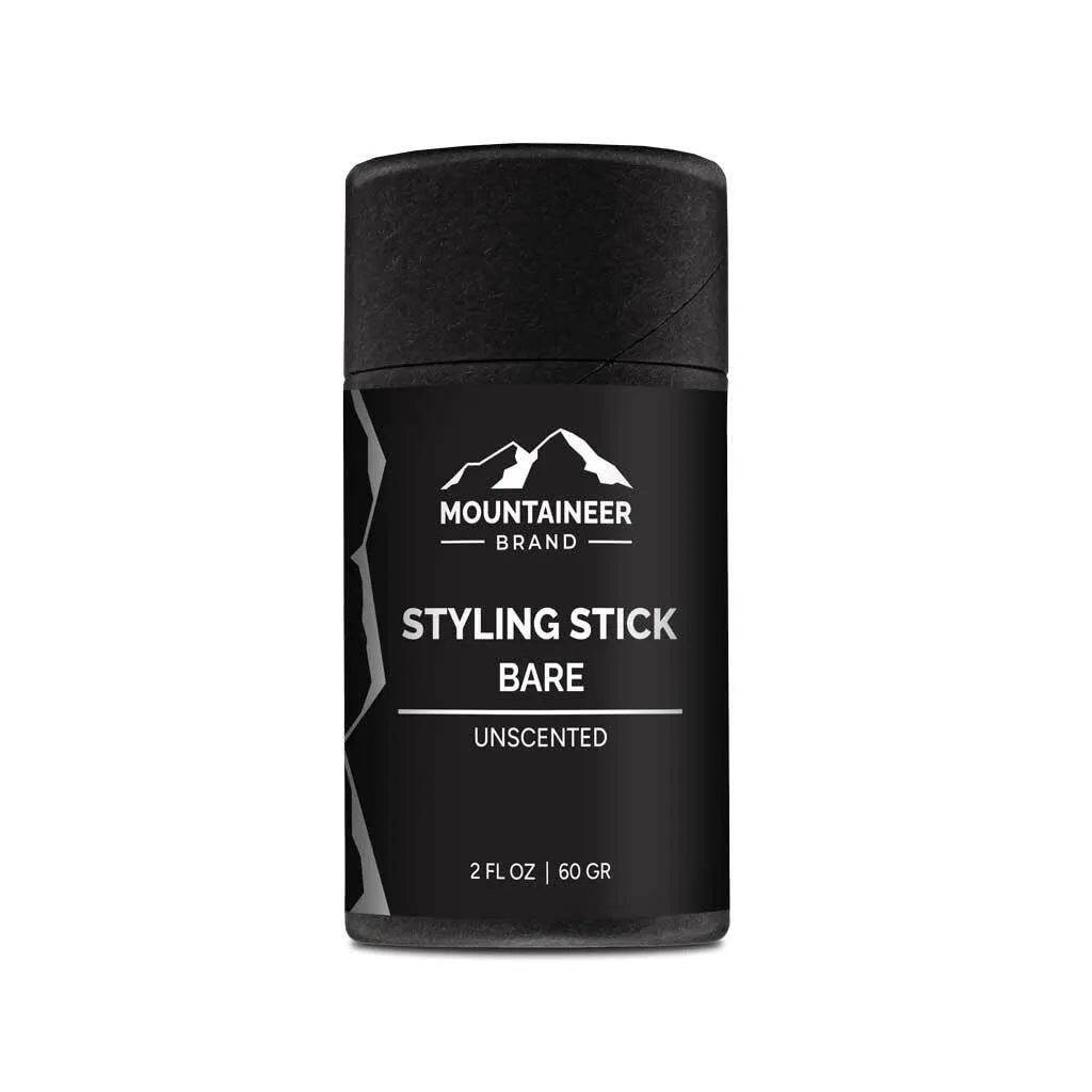 Mountaineer Brand Styling Stick | 100% Natural Beard Conditioner for Men | Hydrate, Tame Wiry Hair | Firm Hold for Easy Styling | Unscented Scent 2oz