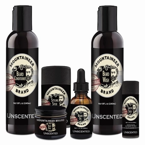 Mountaineer Brand BIG Beard Bundle | Beard Wash, Conditioner, Balm, Oil, Stache Stick, Styling Stick for Men | Cleans, Hydrates Wiry Beards | Leaves Hair Soft and Manageable | Original Blend Scent