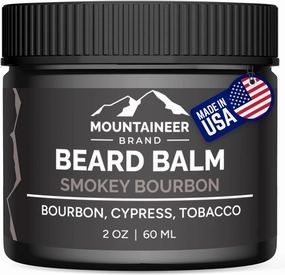 Mountaineer Brand Natural Beard Balm with Smokey Bourbon Scent | Scents Inspired by Nature | Beard Butter for Men | Leave in Condidtioner | Hydrates, Softens and Tames | Made in West Virginia | 2oz