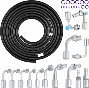 MuHize Automotive A/C Hose & Fitting Kit, Universal A/C Air Conditioning Extended Length Hoses,Includes #6#8#10 AC Hoses and #6#8#10 AC Fittings