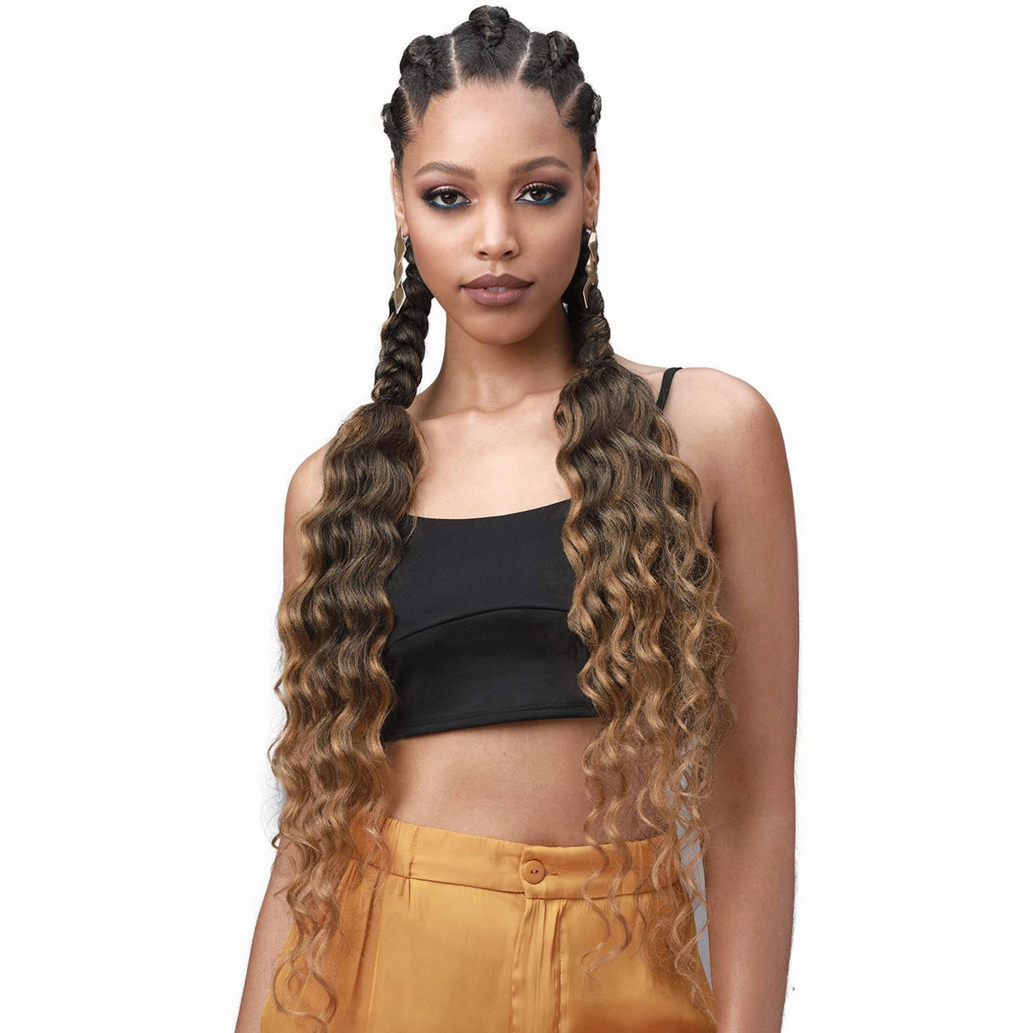 MULTI PACK DEALS! Bobbi Boss Synthetic Hair Braids Pre-Feathered 3X King Tips Ocean Wave 28" (3-PACK, T1B/27)
