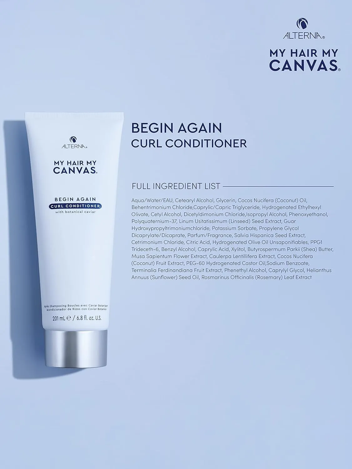 My Hair. My Canvas. Begin Again Vegan Curl Enhancing Conditioner for Curly, Wavy, and Coily Hair