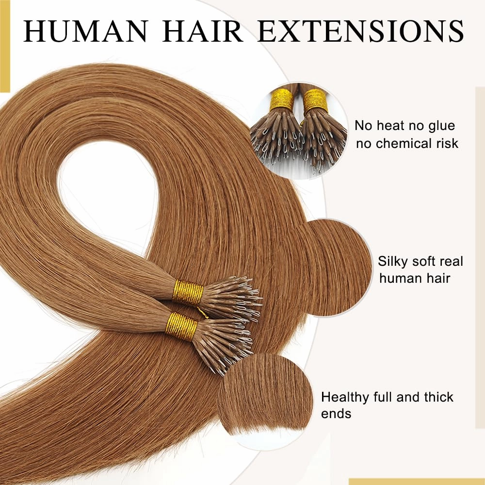 Nano Bead Hair Extensions Nano Ring Hair Extensions Real Human Hair Remy Quality Nano Tip Human Hair Extension