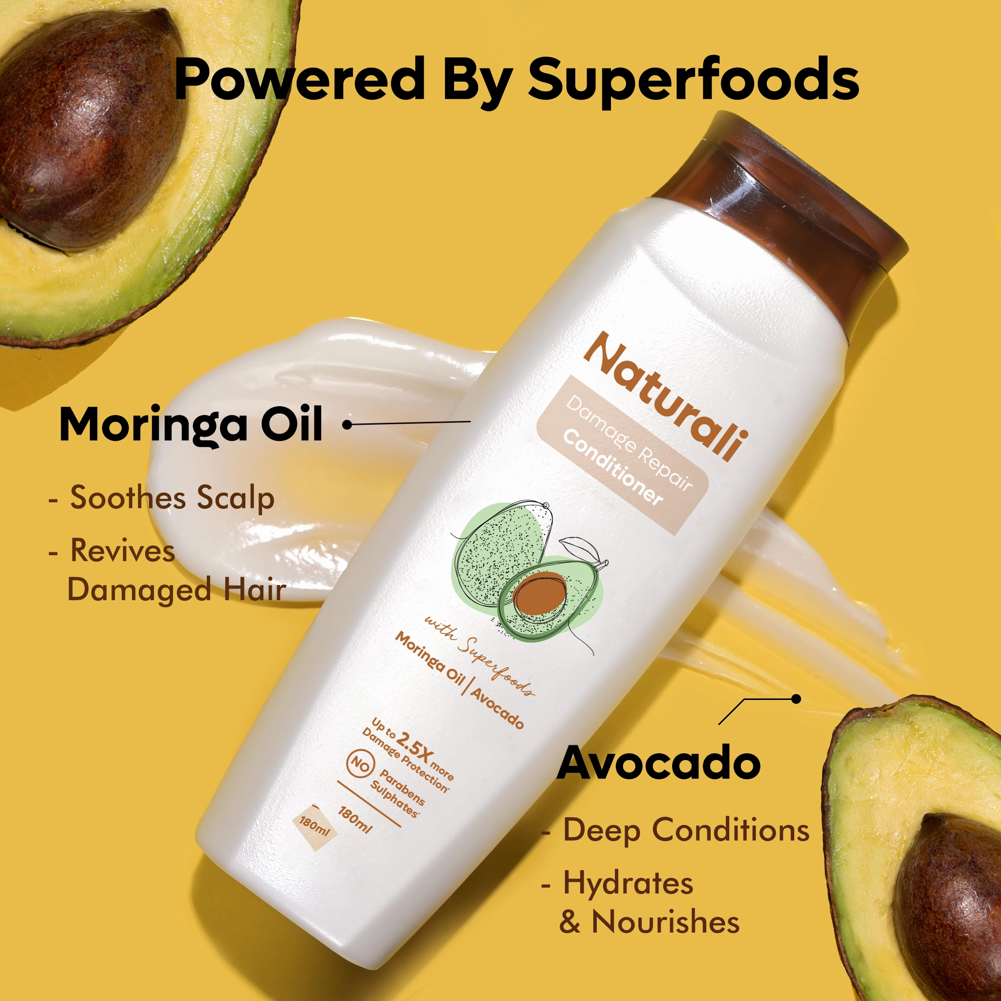 Naturali Damage Repair Conditioner for Split Ends & Breakage with Avocado & Moringa Oil