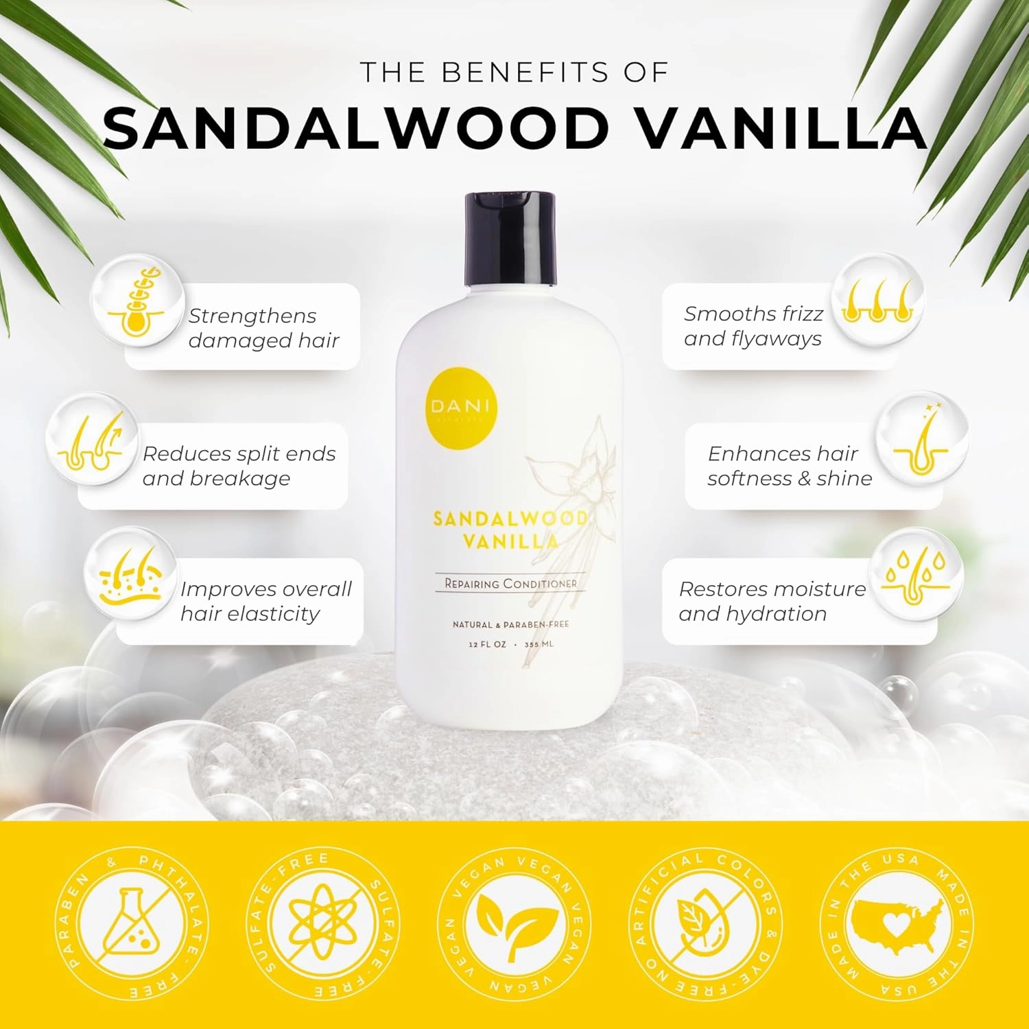 Naturals Conditioner – Sandalwood Vanilla, Strengthening & Thickening for Fuller-Looking Hair, Lightweight & Hydrating, Vegan & Color-Safe, 12 oz