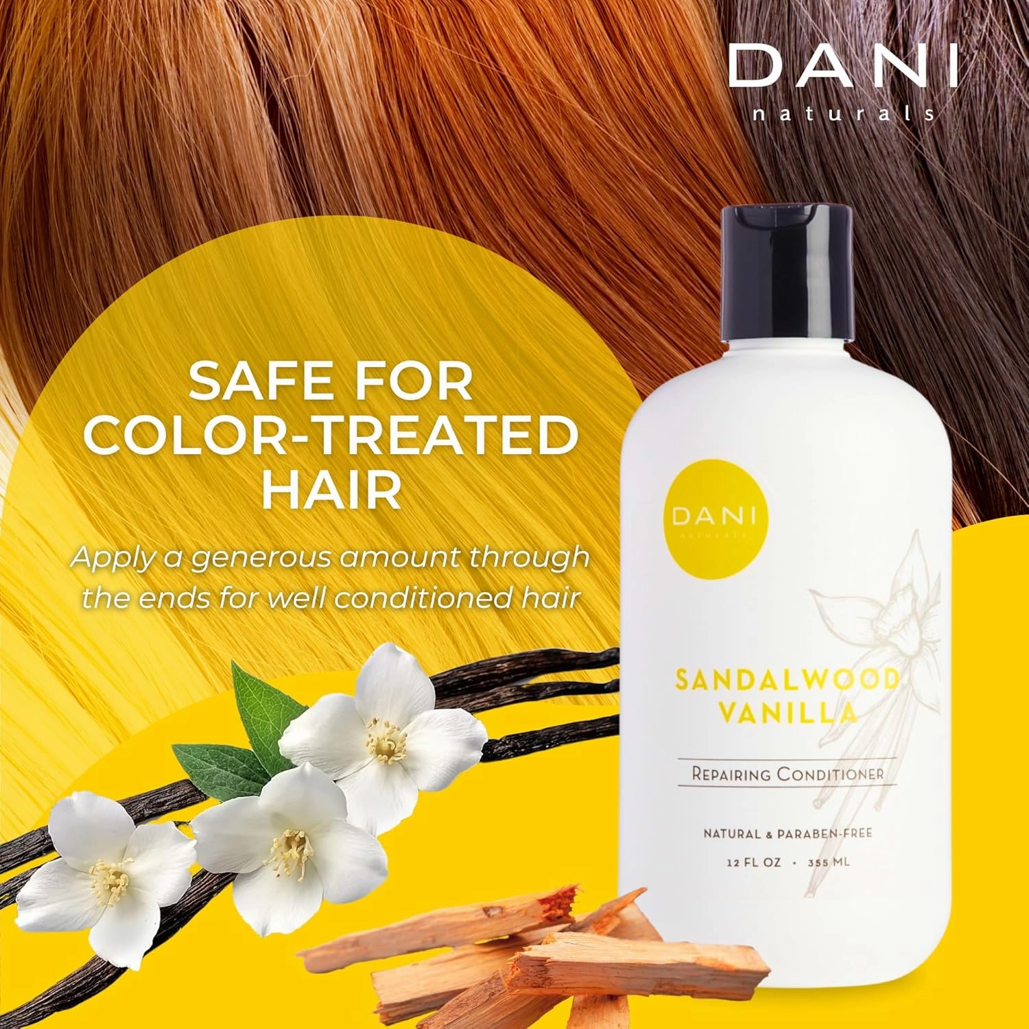 Naturals Conditioner – Sandalwood Vanilla, Strengthening & Thickening for Fuller-Looking Hair, Lightweight & Hydrating, Vegan & Color-Safe, 12 oz
