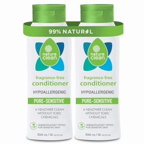 Nature Clean All-natural Sulfate-Free Conditioner For Women & Men. 99% Natural Ingredients Non-Toxic Fragrance-Free Hypoallergenic & Unscented. Gentle Color Safe For Color-Treated Hair 10 oz - 2 pack
