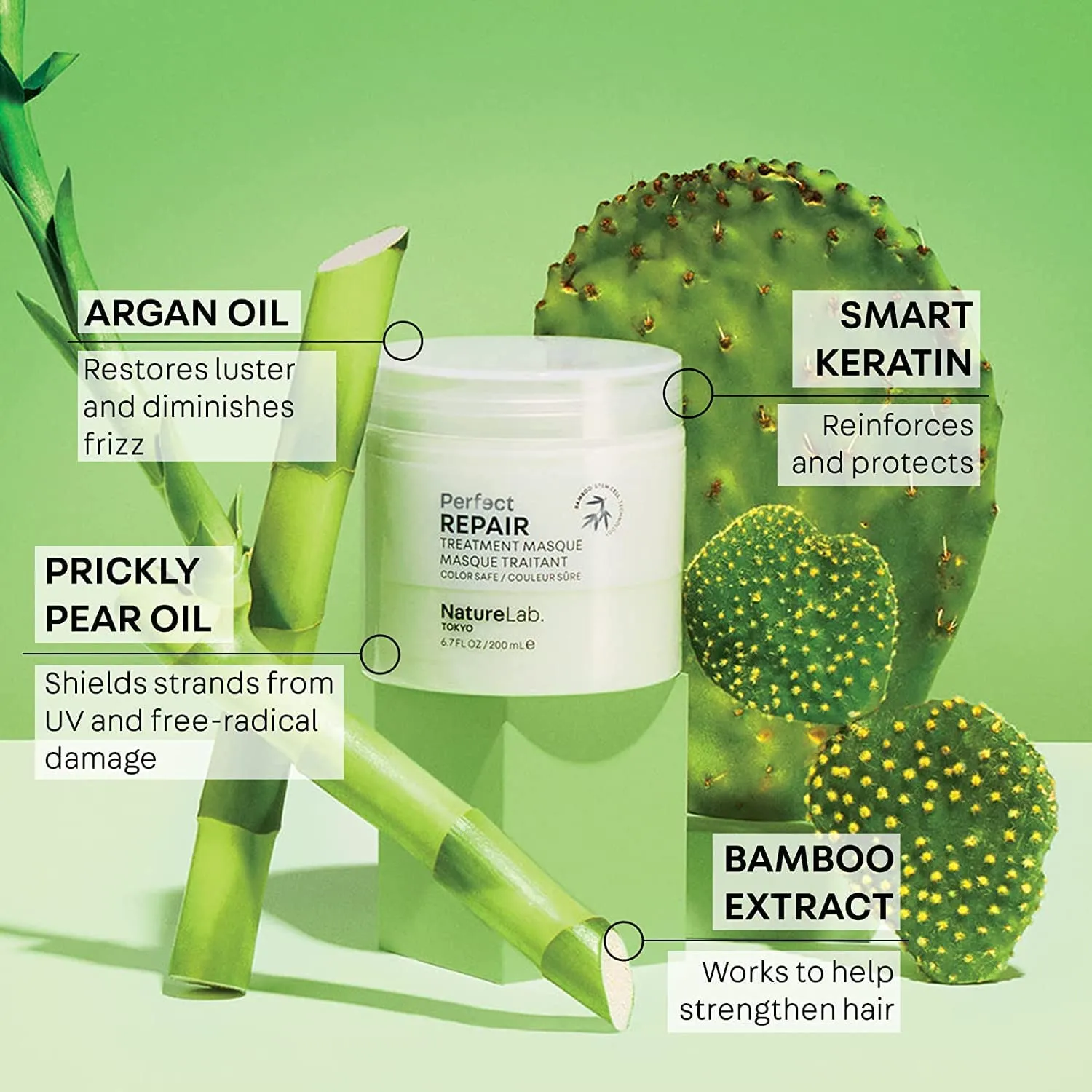 NATURELAB. TOKYO Perfect Repair Treatment Masque Jumbo Size: Heat and Color Protection, Hair Mask Treatment to Strengthen and Repair Dull, Damaged, Brittle Hair I 13.5 FL OZ / 400ml ($38 Value)